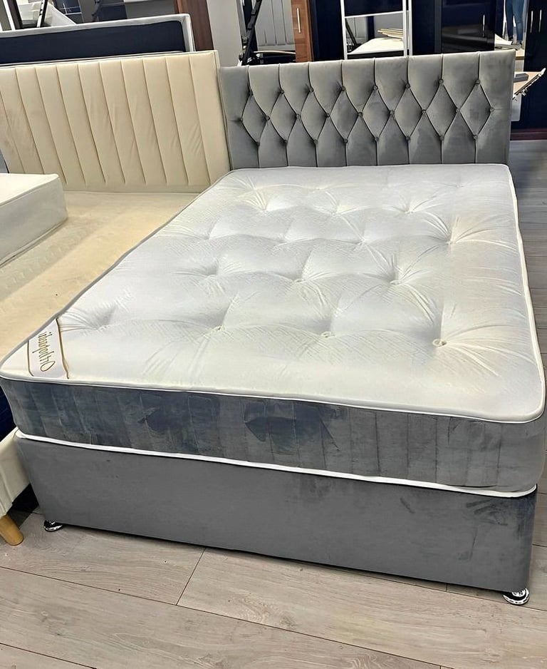 image for ✔double bed with base and headboard and memory foam mattress/ bedframe
