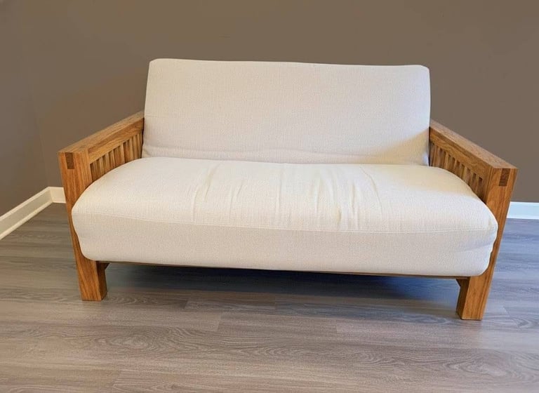 futon company Double Sofa Bed 3 Panel MATTRESS timeless design oak complements various decor styles