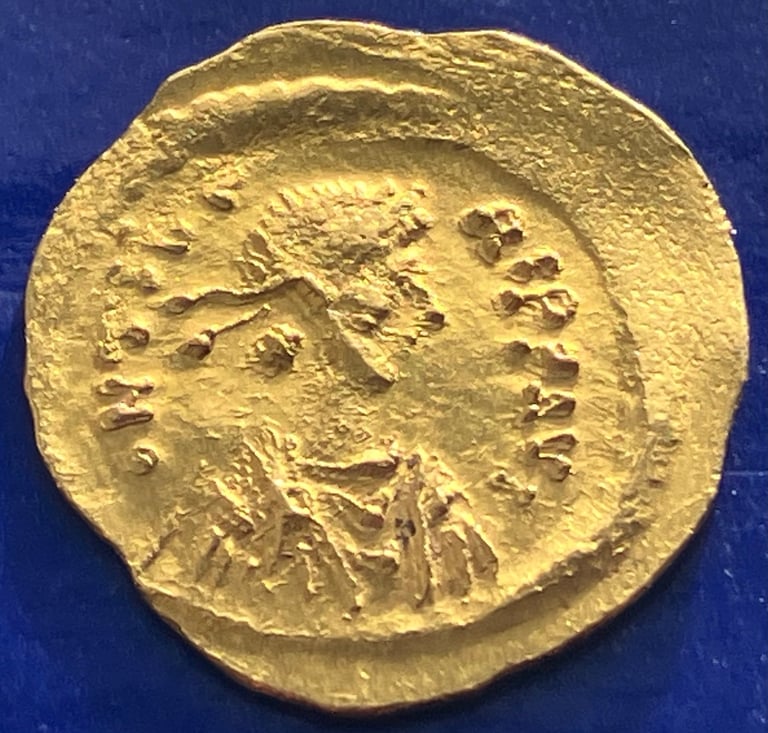 24ct Gold Byzantine Coin Marcie Tiberius Gold Tremissus Roman Coin 582-602AD