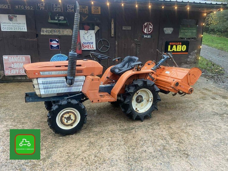 KUBOTA B1400 4X4 COMPACT TRACTOR & ROTOVATOR ALL WORKING WELL SEE VIDEO