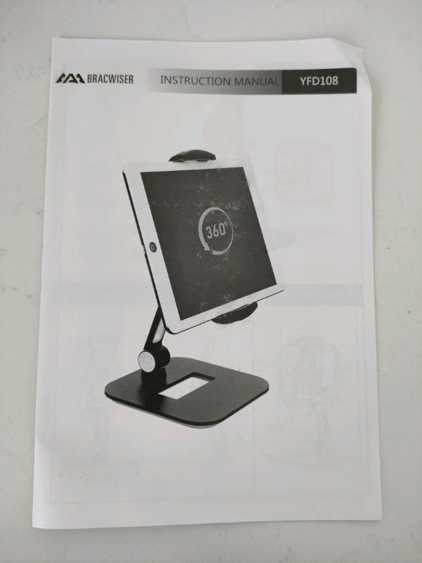 Bracwiser aluminium tablet stand. White model YFD108.
