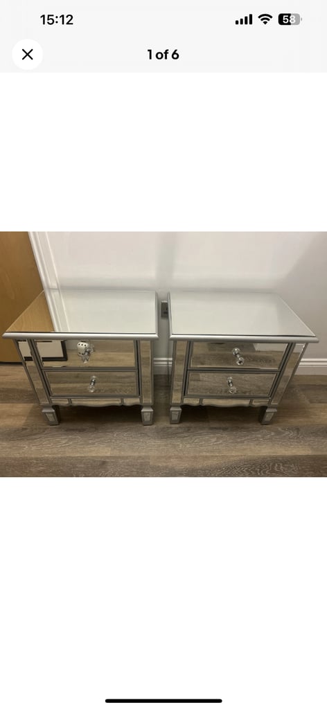 Mirage 2 Drawer Mirrored Bedside Chest