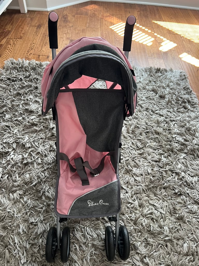 image for Girls Grey And Pink Silver Cross Toy Pram 