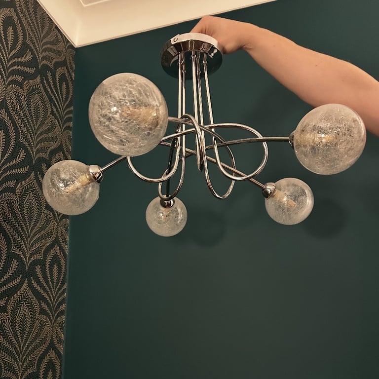 image for Ceiling light chrome with glass gloves 