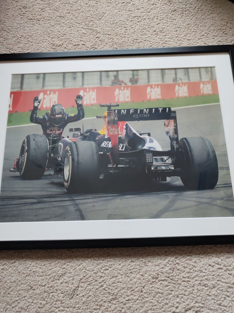 image for Framed photo Seb Vettel with Red Bull