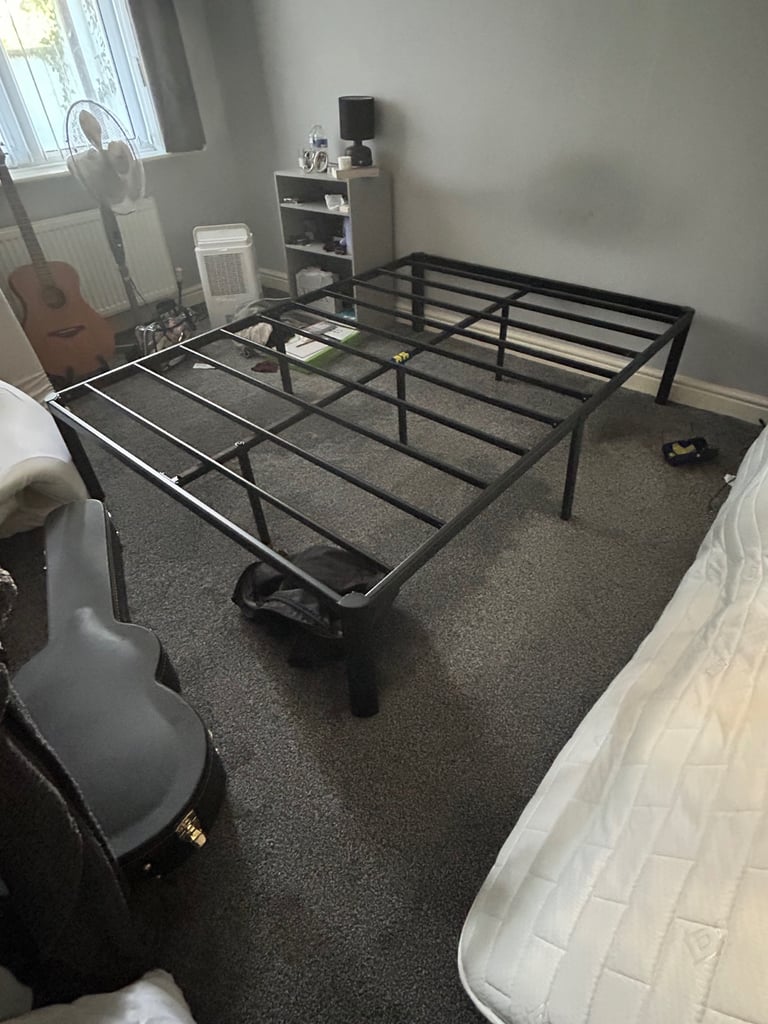 Double bed frame - black metal - all parts and instructions