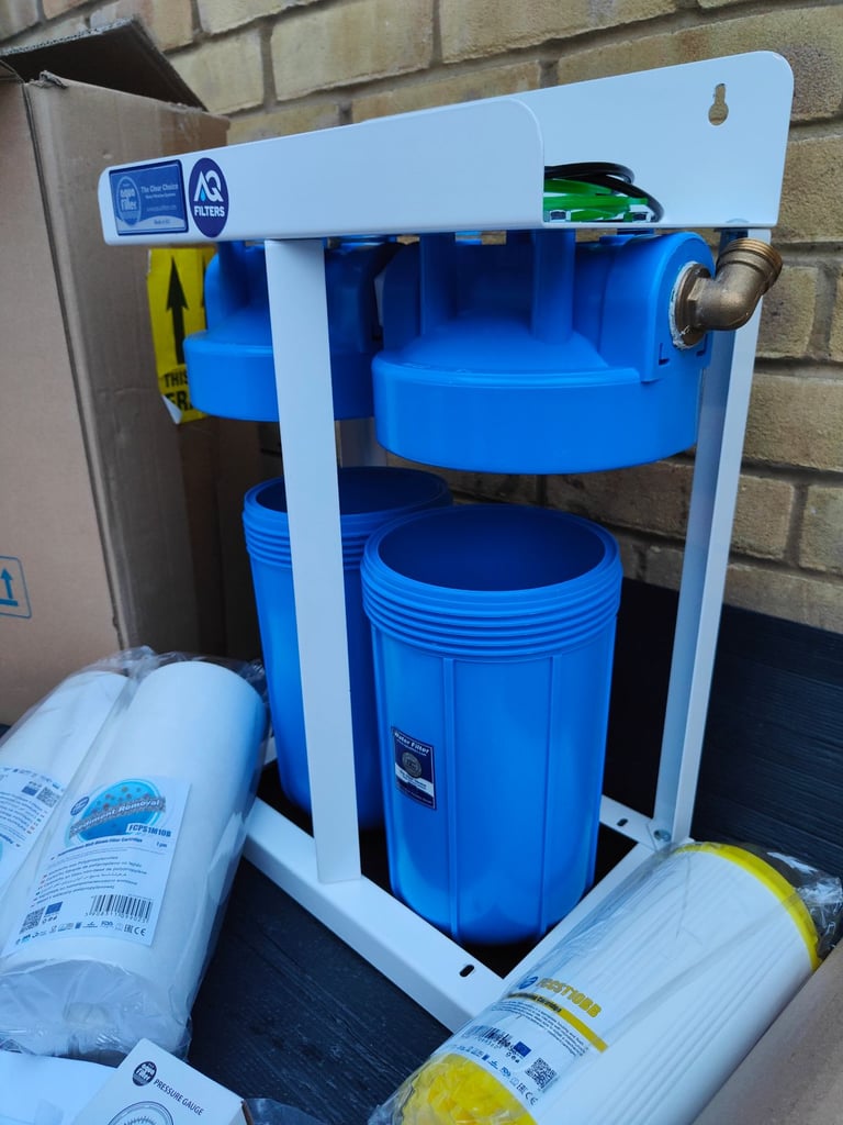 AQUAFILTER 10" Big Blue Whole House Water Filter System + Water Softening Filters NEW