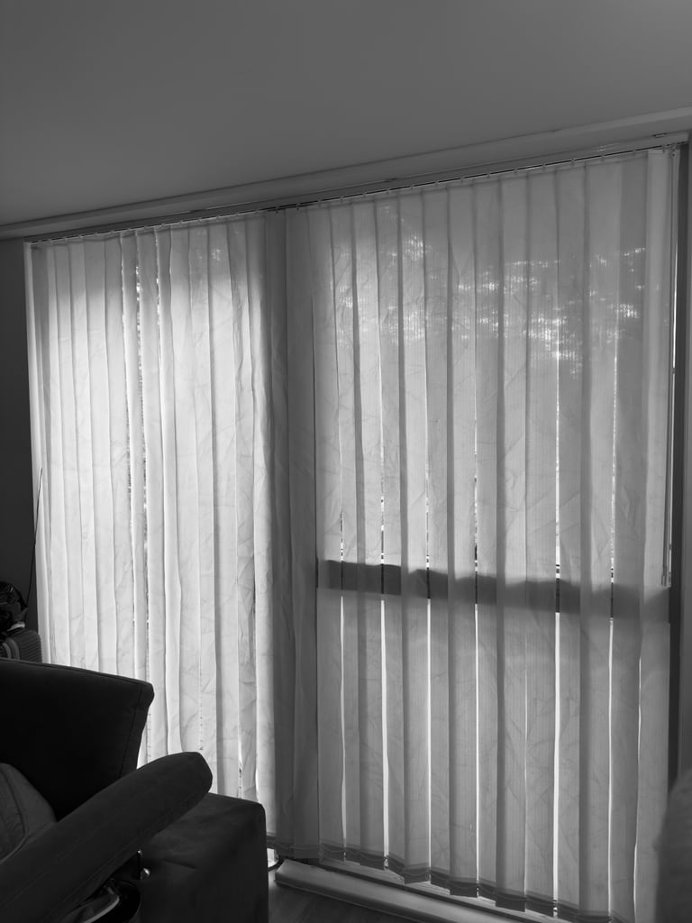 Large White Daylight Vertical Blinds 224cm width x 229cm drop cordless