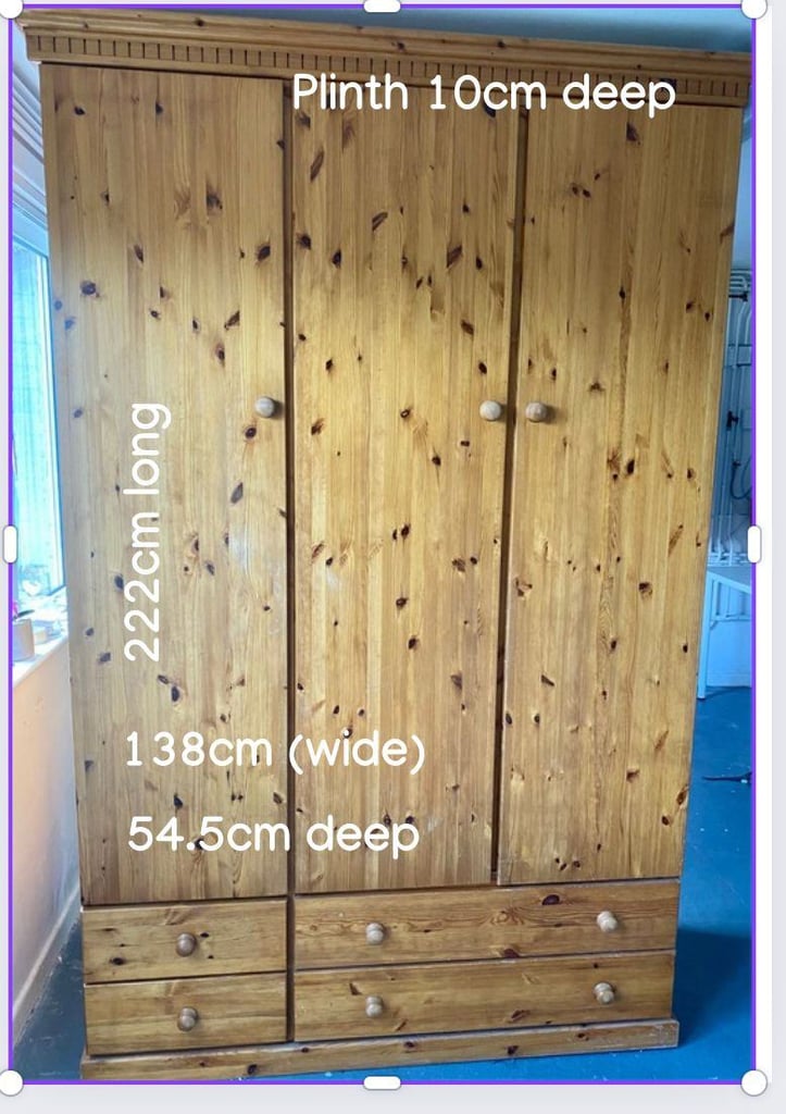Solid Pine Triple Wardrobe 
