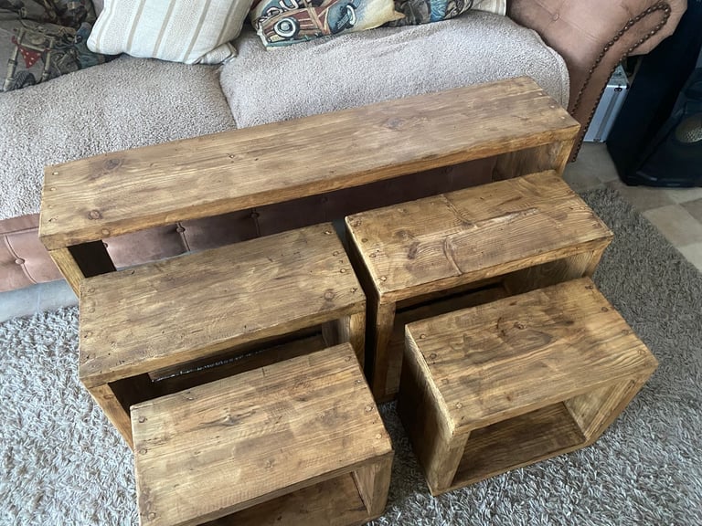 Double nest of tables Rustic, Hand Made reclaimed wood country cottage