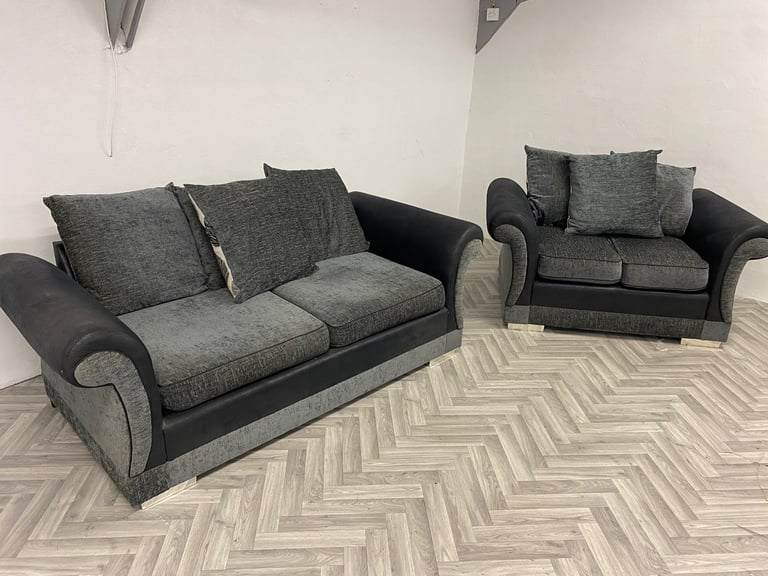 image for Small 3 & 2 Dfs grey fabric sofas 