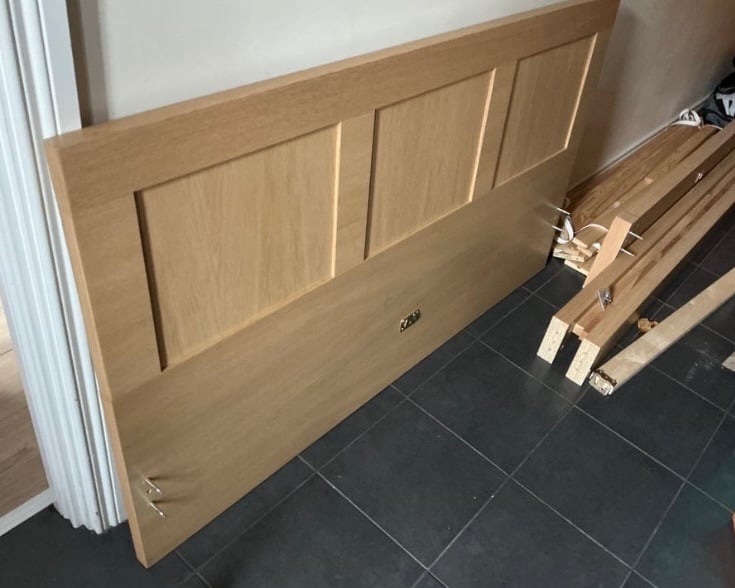 Solid Sturdy Light Oak Maple Double Bed Frame Wooden Slats Teenager Student Landlord Rental Guest