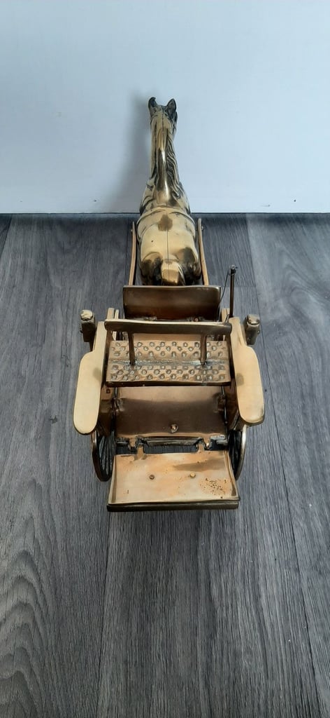 Vintage brass horse and carriage
