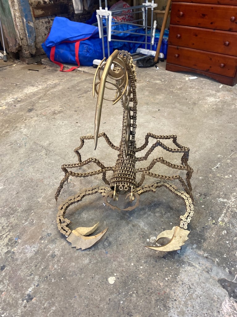 Metal scorpion sculpture