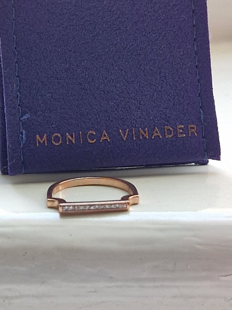 image for Monica vinader diamonds/gold bar new signature ring