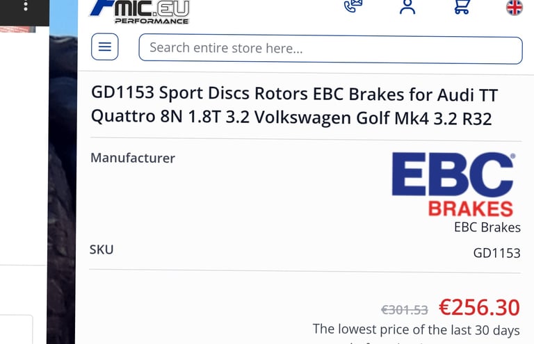 AUDI TT/GOLF VR6 Quattro EBC DISC AND PAD SET NEW PARTS 