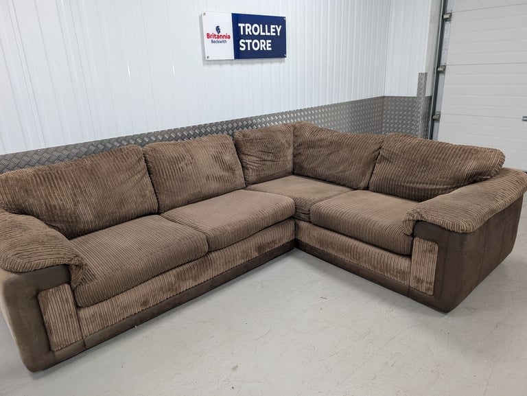 DFS Brown Jumbo Cord Corner Sofa - Foam Seats - Delivery Available