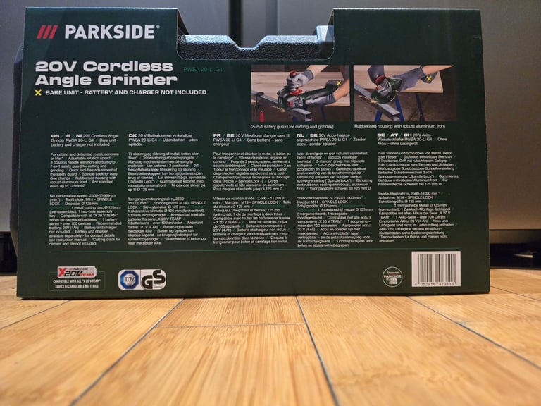 £35 New Parkside 20V Cordless Angle Grinder – Bare Unit x20v team