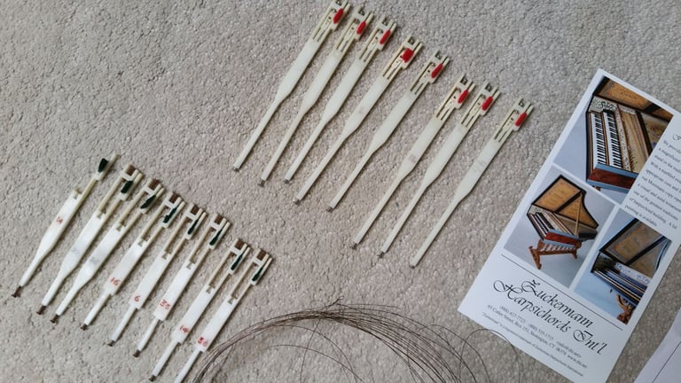 Harpsichord jacks, strings and Delrin