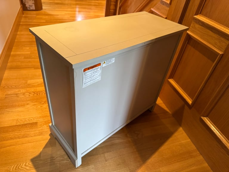 Grey Wooden Storage Unit 2 Drawer & Baskets - As New