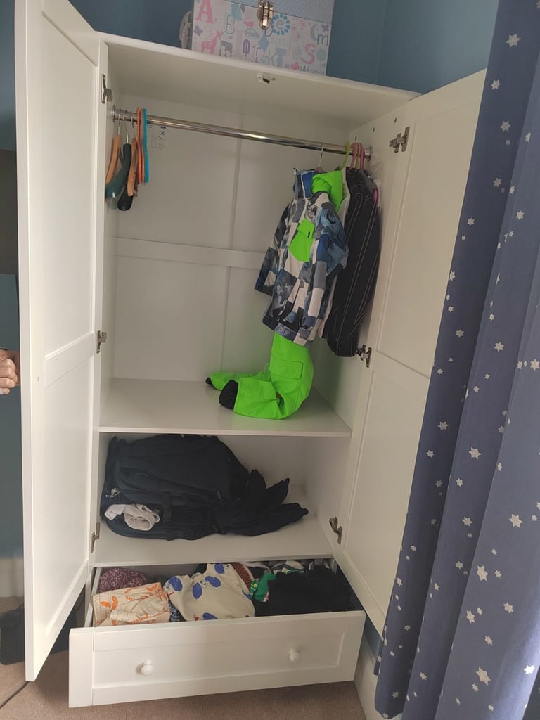 White Mothercare Wardrobe - Excellent Condition
