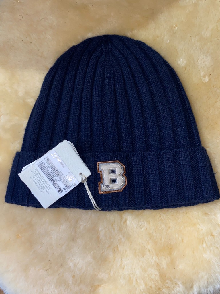 Brand New BRUNELLO CUCINELLI 100% Cashmere Ribbed Beanie Hat Size Large ...