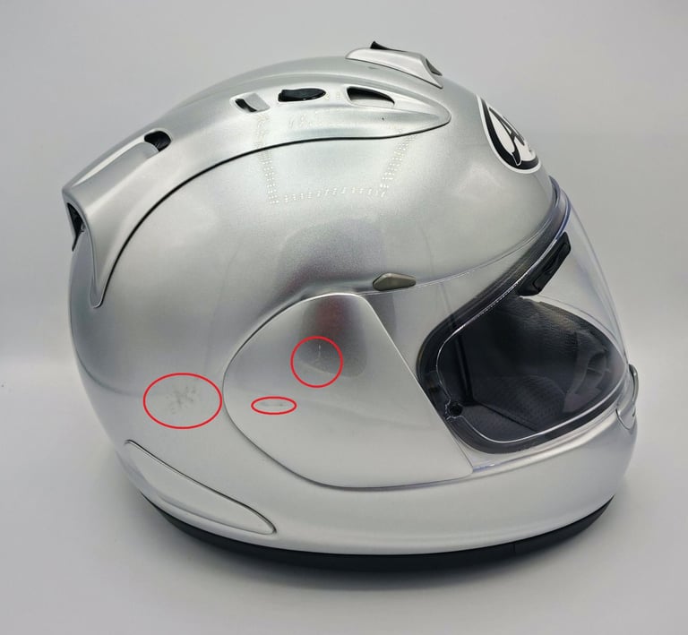 RARE #ARAI RX-7 GP - MOTORCYCLE HELMET - ALUMINIUM SILVER - LARGE - EXCEL COND