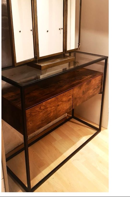 image for Two drawer glass top display / dressing / hallway / Living room / record player / TV table   