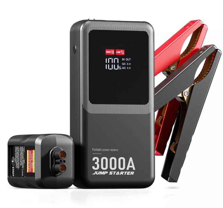 12V Car Jump Starter 3000A Battery Booster 18000mAh Power Bank LED Light