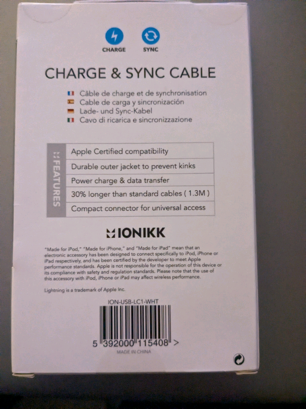 NEW Lightning Cable - 1.3m