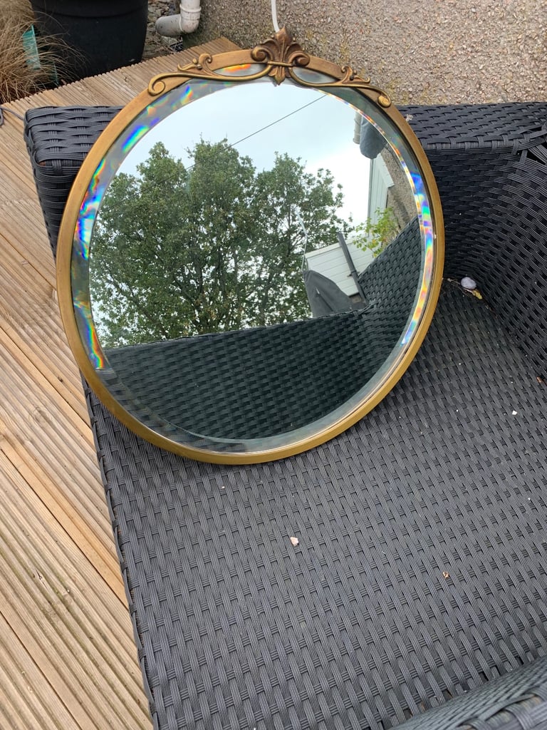 Vintage French art deco oval mirror 47 cm