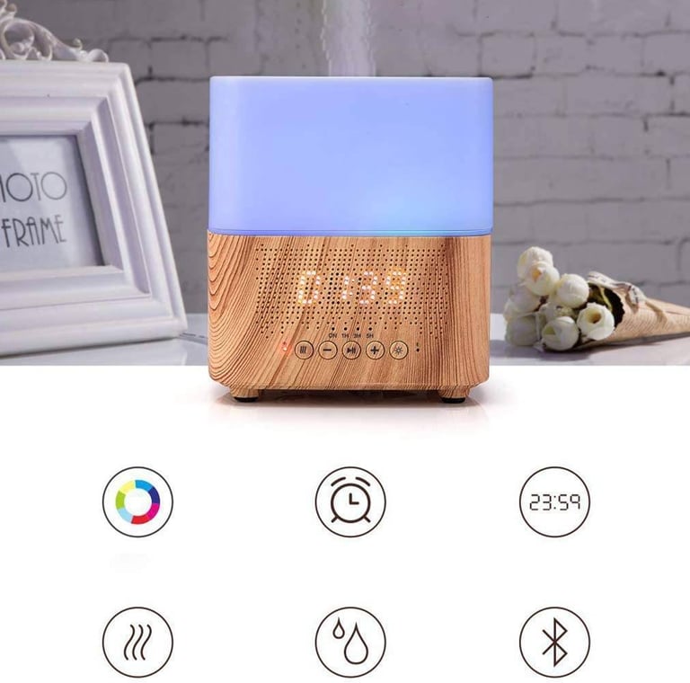 Smart Oil Diffuser + Bluetooth Speaker + Digital Alarm Clock + 7 LED Therapy Night Light