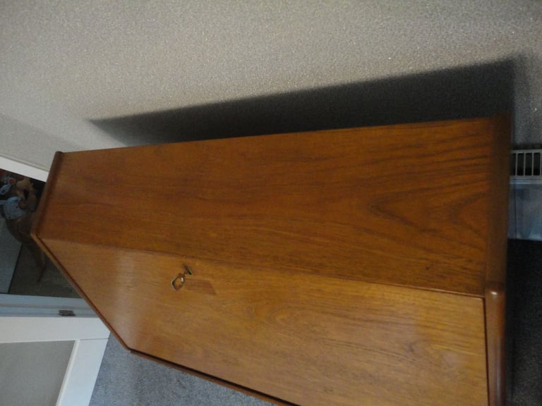 Mid century modern Nathan, retro writing buerau desk,with lock and key