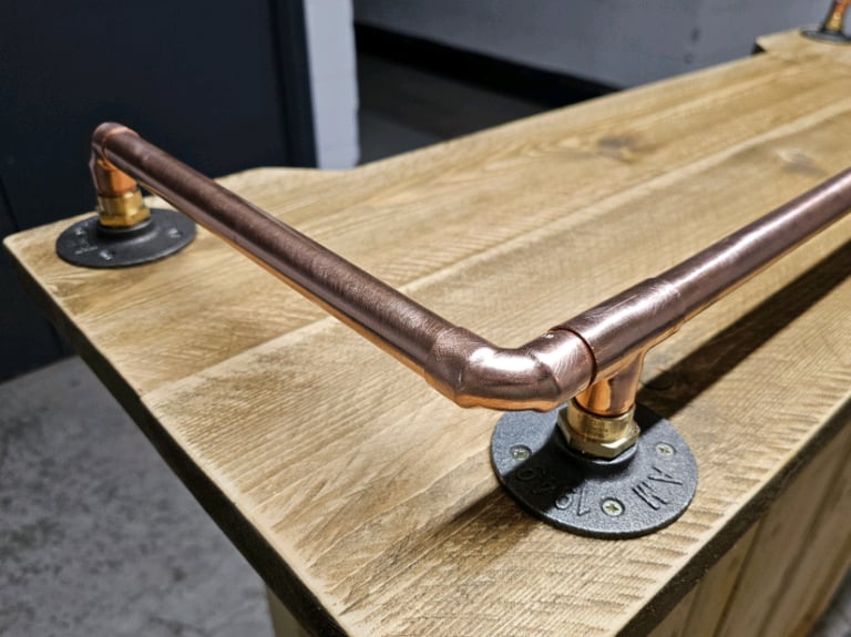 Rustic Reclaimed Wood & Copper Pipe Bar