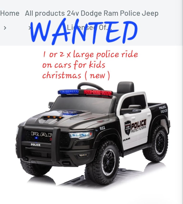 image for WANTED ( 1 or 2 ) 24V POLICE ELECTRIC RIDE ON CARS