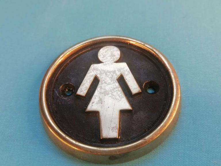 Vintage  brass  Toilet Lady door badge. Measurements on my pictures. As seen.