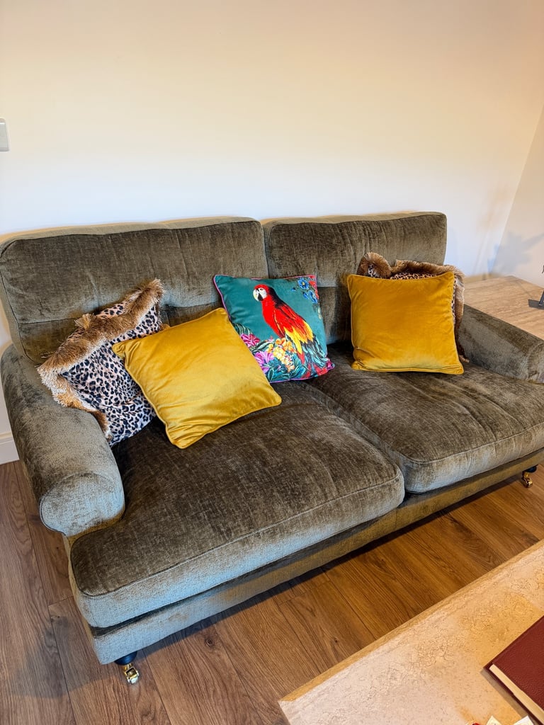 NEXT Erin Deep Relaxed Sit Sofa - 3 Seater Small Sofa - Moss Green