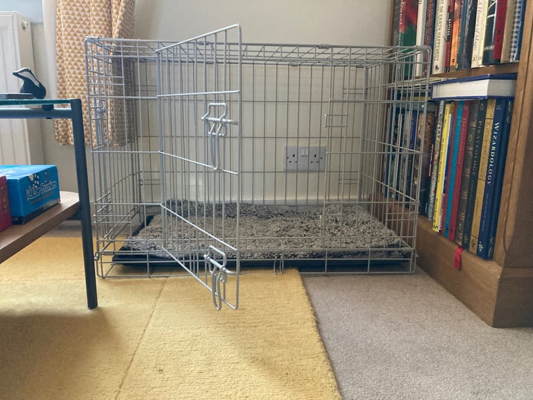 Pets at Home Double Door Folding Dog Crate Grey Small 30- like new