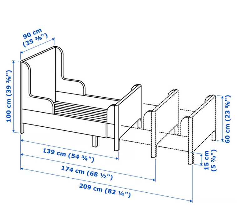 IKEA BUSUNGE extendable children’s bed in Pink
