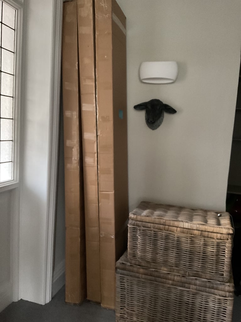 Custom made window shutter grey beige.