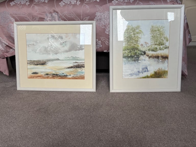 image for Framed pictures + Brass door handles