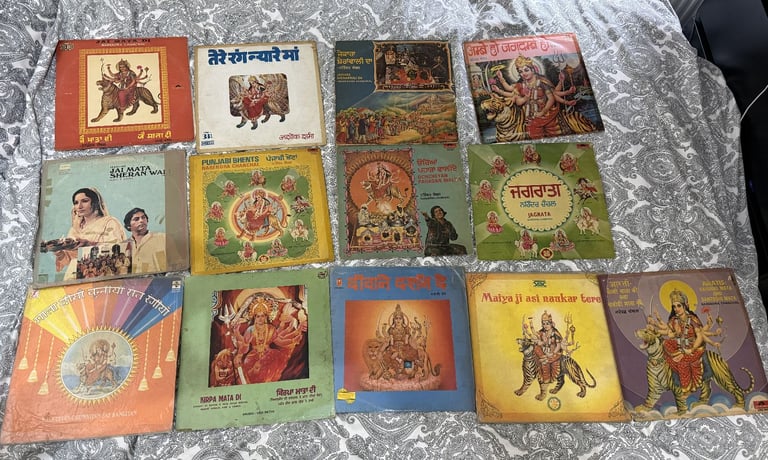Collection of Indian Hindi Punjabi Hindu Bhajan vinyl rare records ranging from 1960's to 1970's 