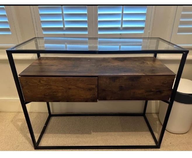Two drawer glass top display / dressing / hallway / Living room / record player / TV table   