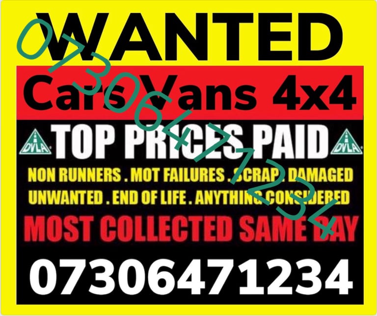 ♻️📞 CARS VANS 4x4 WANTED CASH WAITING SELL MY SCRAP NON ULEZ DAMAGED NO MOT VEHICLES COLLECT TODAY 