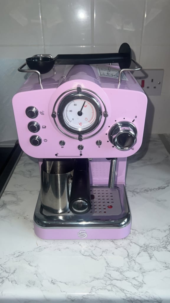 Swan Retro Pump Espresso Coffee Machine - Purple