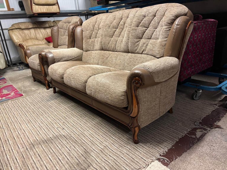 Mini Divani Brown Fabric 3 Seater Sofa and ELECTRIC RECLINER CHAIR 