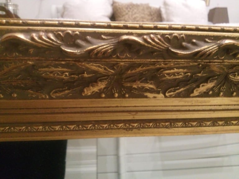 Large Solid Carved Wood Gold Wall Mirror, Mearsures 72 cm w x 88 cm h