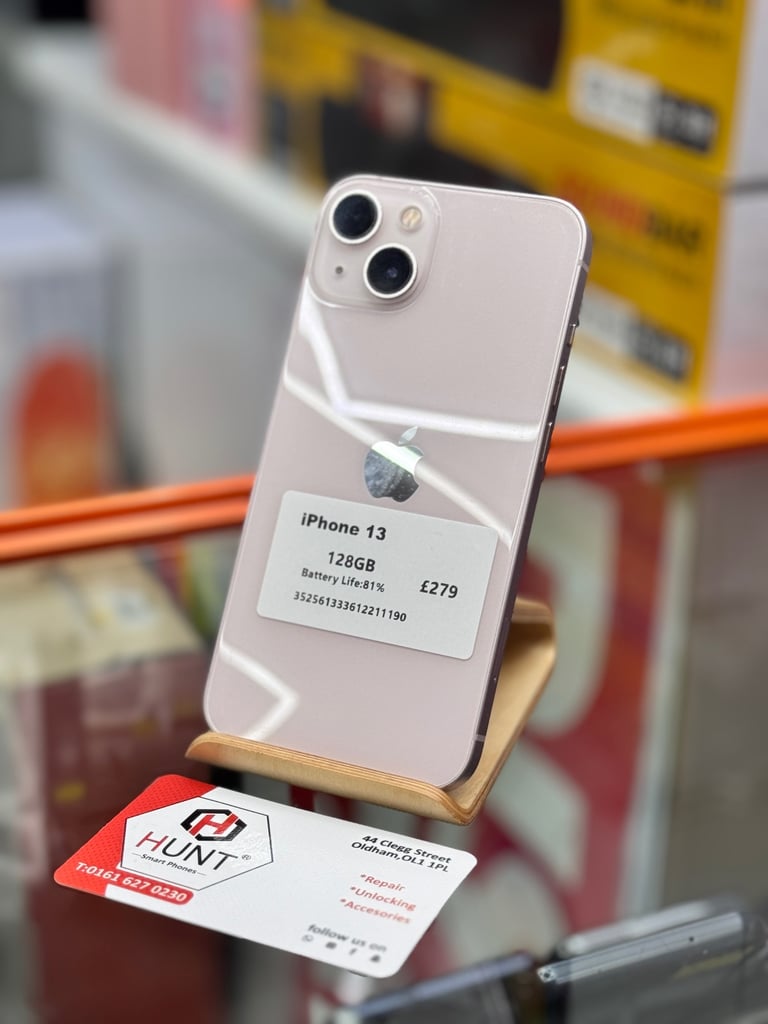 image for iPhone 13 Pink 128gb Unlocked Phone in Mint condition with Shop Warranty 