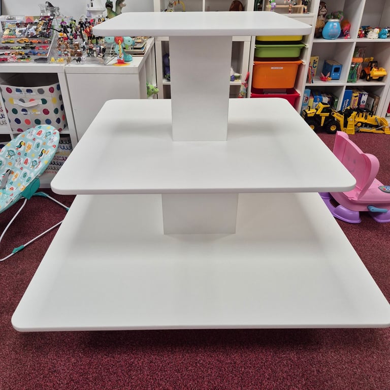 image for White 3-Shelf Island Display Gondola - Square Retail shop display
