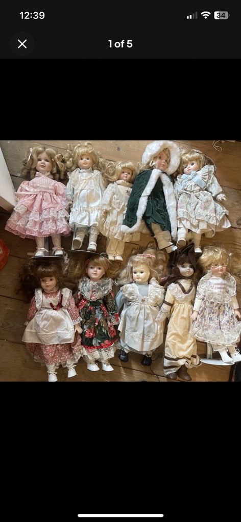 image for Porcelain dolls x10 vintage 